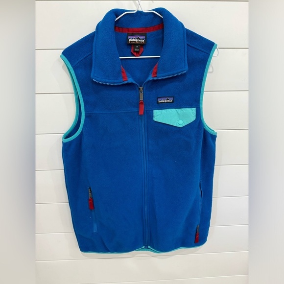 Patagonia Other - Patagonia Synchilla Mens Medium Blue Full Zip Vest Snap Chest Blue
